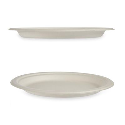 6x stuks verjaardag feest/BBQ wegwerp platte bordjes van composteerbaar suikerriet 22.5 cm