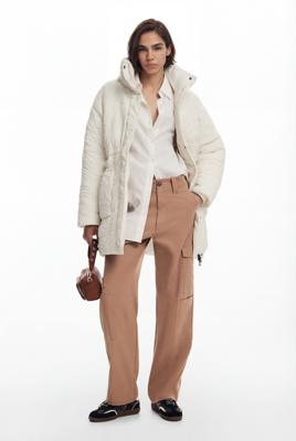 Gewatteerde jas met textuur - WHITE - S