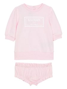 Balmain Kids ensemble t-shirt-culotte à logo poitrine - Rose