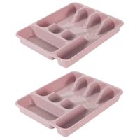 2x stuks bestekbakken/bestekhouders 5-vaks oud roze 34 x 26 x 5 cm