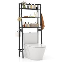 Boven het Toiletrek Vrijstaande Toiletstandaard op 3 Niveaus met Verstelbare Onderbalk Papierhouder 2 Zijhaken Badkamer