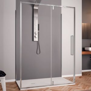 Douchecabine Lacus Murano 140 cm Helder Glas Met Klapdeur Aluminium Profiel Chroom (2 Zijwanden)