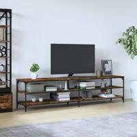 Tv-meubel 200x30x50 cm bewerkt hout metaal gerookt eikenkleurig