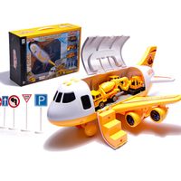 Speelgoed vliegtuig met licht en geluid + 3 bouw auto voertuigen - thumbnail