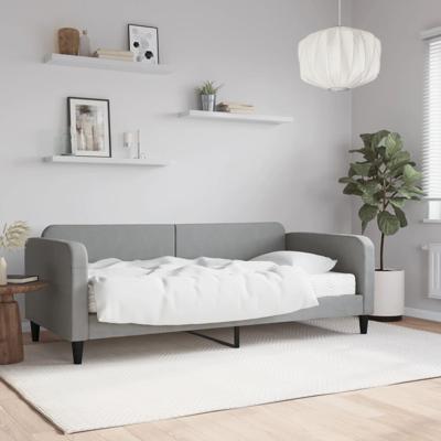 Slaapbank met matras 90x190 cm stof lichtgrijs