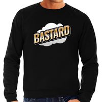 Bastard fun tekst sweater voor heren zwart in 3D effect