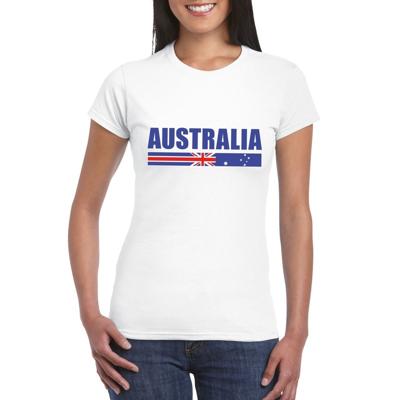 Australie supporters kleding t-shirt - voor dames - wit - met vlag kleuren print - korte mouwen