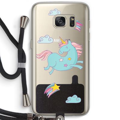 Vliegende eenhoorn: Samsung Galaxy S7 Transparant Hoesje met koord