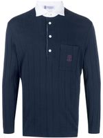 Brunello Cucinelli pull à logo brodé - Bleu