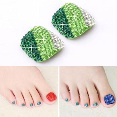 2 PC'S Crystal nep Nail Art Tips Rhinestone volledige dekking teennagels Decals stickers (NO: 16)