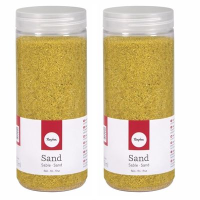 4x pakjes fijn decoratie zand geel 475 ml