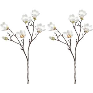 Kunstbloem Magnolia tak - 2x - 65 cm - creme wit - Kunst zijdebloemen