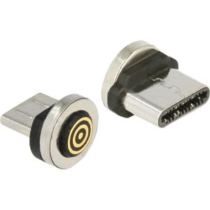 DeLOCK 65933 tussenstuk voor kabels USB Type-C magnet interface Zwart, Roestvrijstaal