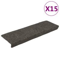 VidaXL Trapmatten zelfklevend 15 stuks 65x21x4 cm antraciet rechthoekige rand