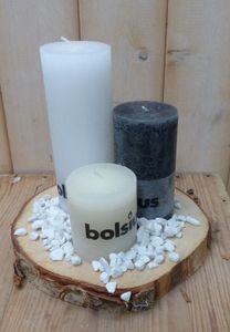 3-delige set kaarsen zwart, sneeuwwit en cremewit, grindkleur: wit, dia. circa 30 cm - Bolsius
