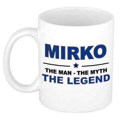 Mirko cadeau mok - man myth legend - naam koffiemok / beker - wit en blauw - 300 ml