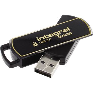 Integral 64GB Secure 360 Encrypted USB 3.0 USB flash drive USB Type-A 3.2 Gen 1 (3.1 Gen 1) Zwart, Goud