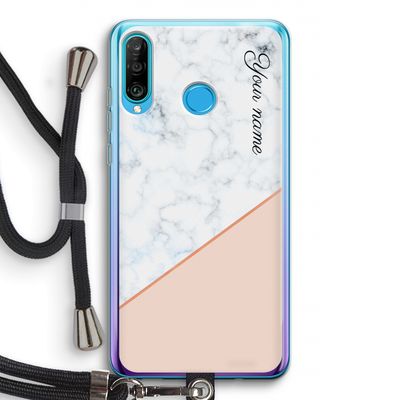 Marmer in stijl: Huawei P30 Lite Transparant Hoesje met koord