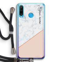 Marmer in stijl: Huawei P30 Lite Transparant Hoesje met koord