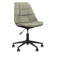 1+1 Gratis Leen Bakker - Bureaustoel Senja - Geblokt - Zwart Metaal - Velvet - Groen - 65x65x87.5 Cm