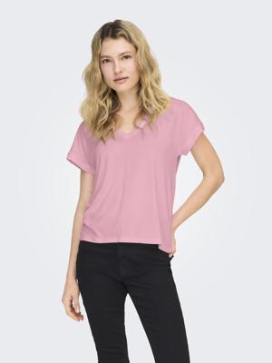 Only Onlfree Life S/s V-neck Lace Top Jrs 15369294 T-shirt Korte Mouw Romance Rose Skye Lace