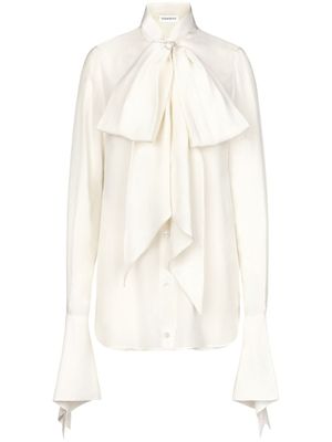 Nina Ricci chemise en soie à col lavallière - Blanc
