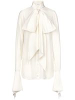 Nina Ricci chemise en soie à col lavallière - Blanc