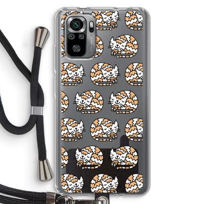 Slapende poes: Xiaomi Redmi Note 10S Transparant Hoesje met koord