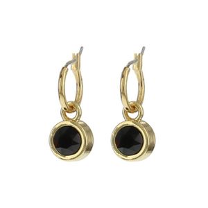 Biba Hang Oorbellen met Swarovski Steentje Jet Goud