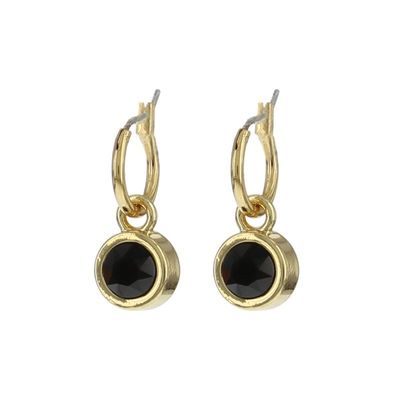Biba Hang Oorbellen met Swarovski Steentje Jet Goud