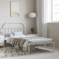 Bedframe met hoofdbord metaal wit 100x200 cm