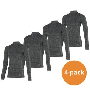 Heatkeeper Thermoshirt Lange Mouw Dames Premium 4-pack Zwart Melange-XL
