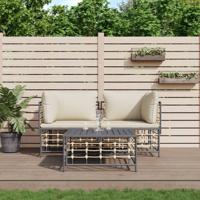 3-delige Loungeset met kussens poly rattan antracietkleurig