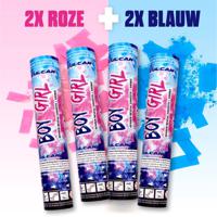 Gender Reveal Rookkanon Mix - Jongen én Meisje Surprise Pack - Confetti Kanon 2x Roze én 2x Blauw - Confetti Shooter - C