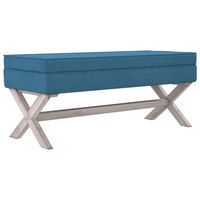 The Living Store Franse Vintage Kruk - Fluweel - Blauw - 110 x 45 x 49 cm - Met Opbergruimte - thumbnail