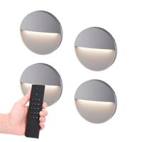 4x Gary LED Wandlamp - Dimbaar - Grijs - 6 Watt 280 lumen - 3000K warm wit - IP54 waterdicht - Incl. dimmer met afstandsbediening