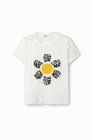 T-shirt met madeliefjespatch - WHITE - S