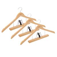 Kostuum of pak kledinghangers - 3x stuks - hout - 44 cm - naturel - met pantalon beugel