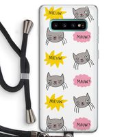 Meow: Samsung Galaxy S10 Plus Transparant Hoesje met koord