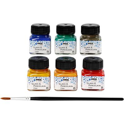 Creativ Company Glas- en porseleinverf, diverse kleuren, 6x20 ml/ 1 doos