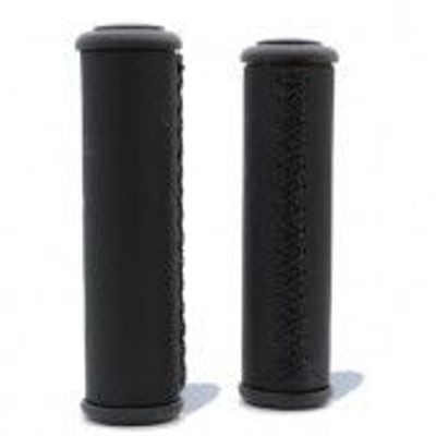 Simson handvatten leder zwart lang - leren handvatten voor lifestylefiets - 13cm - zwart