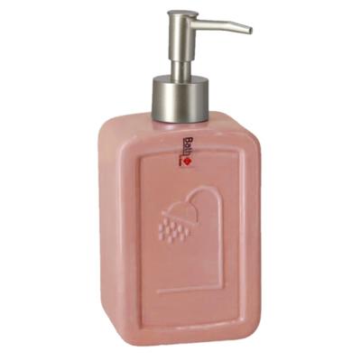 Gerimport Zeeppompje - roze - 18 cm - keramiek - zeepdispenser - navulbaar - toilet/badkamer