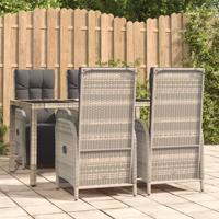 5-delige Tuinset met kussens poly rattan grijs