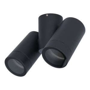 HOFTRONIC™ Silva plafondspot - Plafondverlichting - Kantelbaar - 2 spotlights - met GU10 fitting - Wandspot - IP65 waterdicht - Zwart