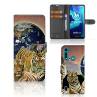 Motorola G8 Power Lite Telefoonhoesje met Pasjes Roofdieren