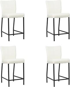 Set van 4 Gebroken witte leren moderne barkrukken Revolt - poot vierkant zwart - Toledo Leer Bianco (gebroken wit leer)
