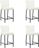Set van 4 Gebroken witte leren moderne barkrukken Revolt - poot vierkant zwart - Toledo Leer Bianco (gebroken wit leer)