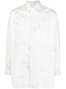 Yohji Yamamoto chemise en coton à fleurs - Blanc