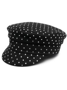 Ruslan Baginskiy casquette gavroche en laine à ornements strassés - Noir