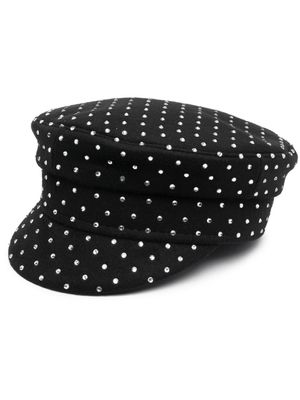 Ruslan Baginskiy casquette gavroche en laine à ornements strassés - Noir